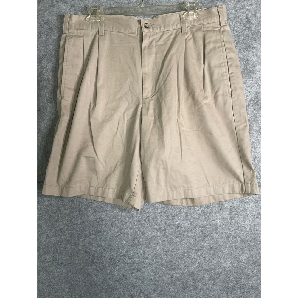 Jos. A. Bank Mens 35 Traveler's Collection Pleated Chino Shorts Khaki Tan Cotton